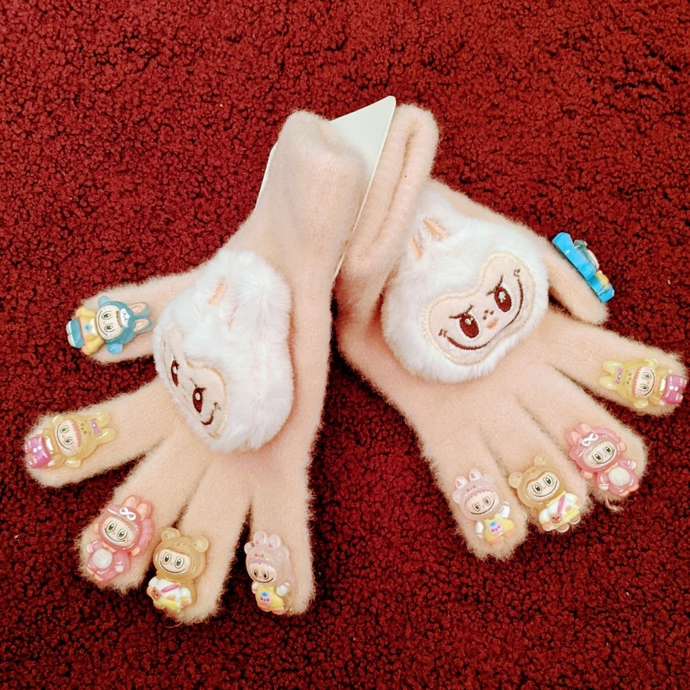 HD in Paris Pink Kids Gloves with Cute Animal Design